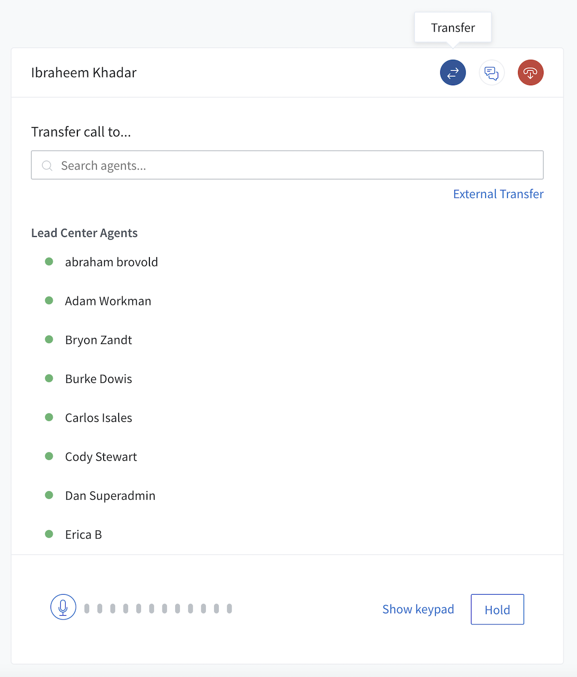 screenshot of Lead Center